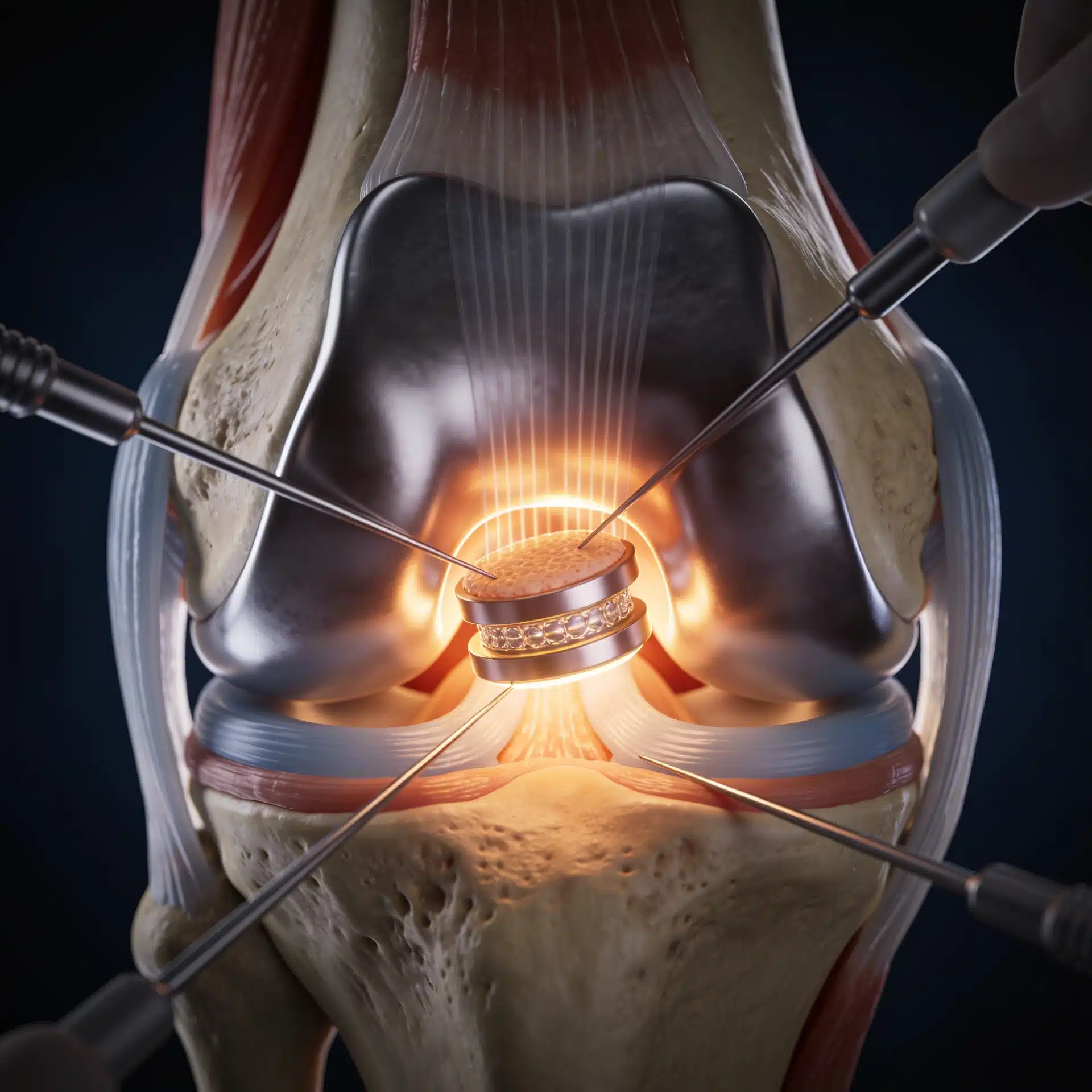 Conceptual Illustration Of Precise, Instrument-Guided Surgery On A Joint And Its Disc.